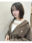 オリーブグレージュハッシュレイヤーボブ