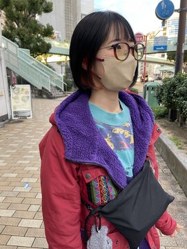 イナズマヘアー(INAZUMA HAIR) ミニボブ×イヤリングカラーオレンジ