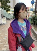 ミニボブ×イヤリングカラーオレンジ