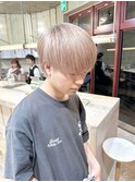 ホワイトベージュメンズハイトーンメンズブリーチカラーマッシュ