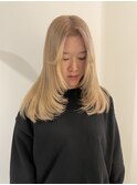 ロングレイヤー/センターパート/ブリーチ