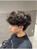 シャドウパーマ無造作ラフカールツーブロック