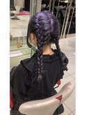 ヴァイオレットカラー＋三つ編みアレンジ