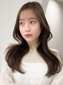 レア 表参道(L'ea) くびれヘアアプリコットオレンジ夏ヘアハイライトカラー