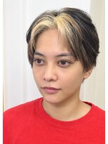 ヘアーサロンアンク(hair salon anc)&nbsp;センターパート  デザインブリーチ リタッチ