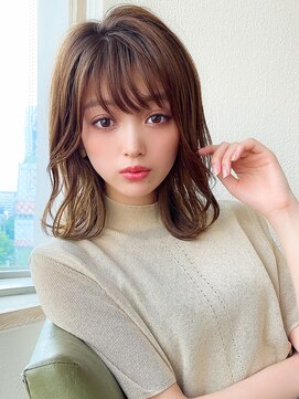 アフロート ディル(AFLOAT D'L) 大人可愛い薄めバングふんわりカールショコラアッシュ小顔カット