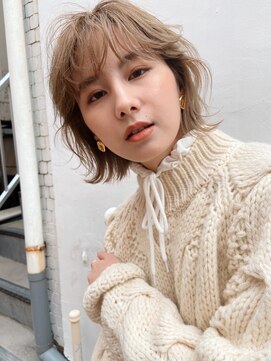 ジュノ 天文館本店(Juno) 【JUNO】切りっぱなしボブ 外ハネ ブロンドカラー