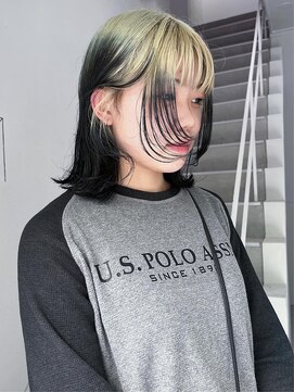 イロウ 天神大名店(IROW) ルーツカラー ケアブリーチ ウルフカット レイヤー【天神大名】