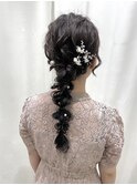 編み下ろし/結婚式お呼ばれヘア/参列ヘア/二次会ヘア