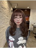 ロングレイヤーカット耳かけウルフハイトーンカラー