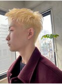 スパイキーショート、メンズカット、ブリーチカラー、ブロンド