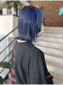 ブルー/切りっぱなしボブ