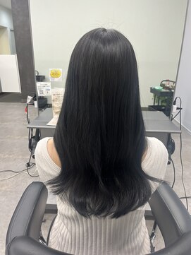ガルボヘアー 桟橋店(garbo hair) ブルーブラック　ネイビー　トリートメント　ポイントストレート