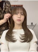 顔まわり/レイヤーカット/韓国/ロングヘア/ベージュ