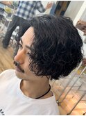 渋谷波巻きパーマスパイラルパーマメンズボブウルフサーフカール