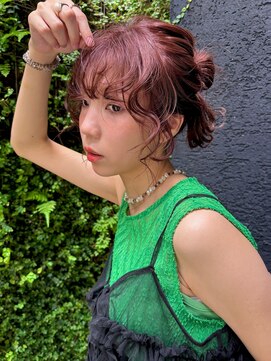 イースエモーション(ease et motion) 【天神.大名.今泉】柔らかピンクブラウン×アップヘアアレンジ