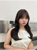20代30代大人かわいいくびれレイヤーカットオリーブベージュ