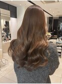 韓国明るめ艶ブラウンベージュカラーレイヤーカット