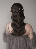 ハーフアップ/波ウェーブ/結婚式のお呼ばれ/ヘアアレンジ