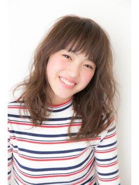 ナンバー 天王寺(NUMBER) 【number +uta*天王寺】オン眉×ゆるふわ×セミディ