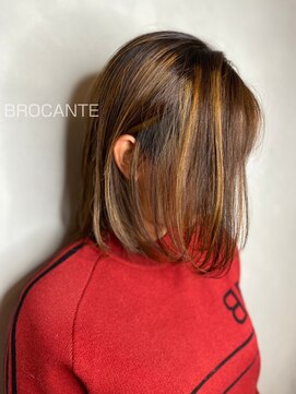 ラトリエ ブロカント 立川北口店(L'atelier BROCANTE) ハイライト 前下がりボブ ボブ ベージュ ブラウン 3Dカラー