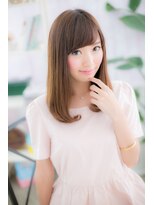 ミック 日暮里店(miq)&nbsp;斜めバングｘミルクティーピンク♪お嬢様ワンカールストレートb1