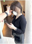 インナーミルクティー×ホワイト×外ハネミディアム