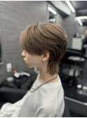 ミルクティー毛流れマッシュウルフ