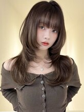 アイトーキョーエス 渋谷(AI TOKYO S) ハッシュカットロングレイヤーワイドバングチョコブラウン渋谷