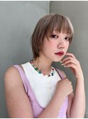 【GEEKS渋谷】ショートレイヤー/ミルクティーベージュ/夏カラー