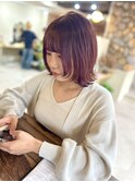 秋冬おすすめ/レッドブラウンボブ