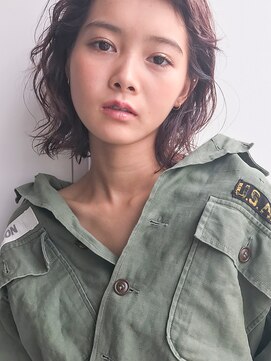 スー 渋谷(suu) 【SUN】バレイヤージュロブくせ毛風重めスタイルハニーヘア