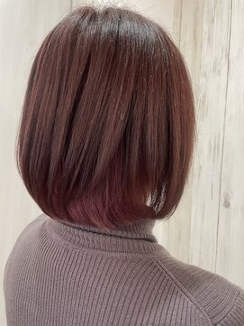 ヘア デザイン 虹いろのはさみ インナーピンクボブ