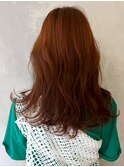 オレンジベージュ_グレージュカラーボブウルフ_ba402931