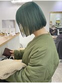 グリーン/フラットボブ/ブリーチボブ