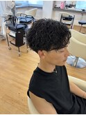センターパート/波巻きパーマ/メンズパーマ
