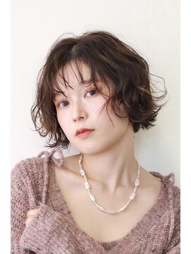 シスタ(SISTA) ミニボブウェーブパーマ大人ボブ/ピンクブラウン【自由が丘】