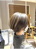 丸みショート/オリーブベージュ/つくば美容室