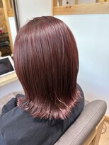 ティピ(tipi)&nbsp;ブリーチなしレッドカラー/切りっぱなしボブ/宿里沙也香