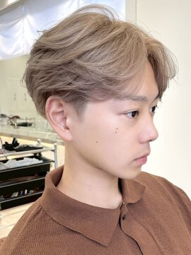 サンクマーケット 渋谷(cinq MARKET) 渋谷メンズブリーチカラーミルクティーベージュセンターパート