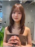 顔周りレイヤーカットくびれヘアミルクティーベージュカラー韓国