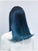 大人シアーブルー×バレイヤージュグラデーション