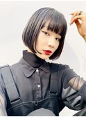 ミニボブ抜け感モードヘア/ぱっつん前髪/20代/30代/40代