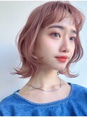 オリーブベージュショートミニボブグレージュブリーチレイヤー