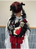 赤×黒×リボンでキメる☆個性派ガーリーヘアスタイル♪