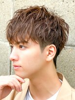 エルマーク 梅田(L-MARK)&nbsp;スパイラルパーマツイストパーマアップバング短髪メッシュ