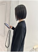 YOKE 切りっぱなしボブ丸くないボブネイビーグレージュ艶髪