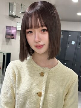 ベレーザ 渋谷神南(Beleza) 14689オリーブグレージュ暗髪グレーアッシュ切りっぱなしボブ