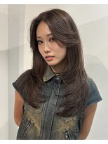 アンドリルム 梅田(&Lillme)&nbsp;ブリーチなしベージュカラー似合わせレイヤー毛流れ前髪20代30代