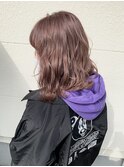 ミディアムボブ×ラベンダーピンク